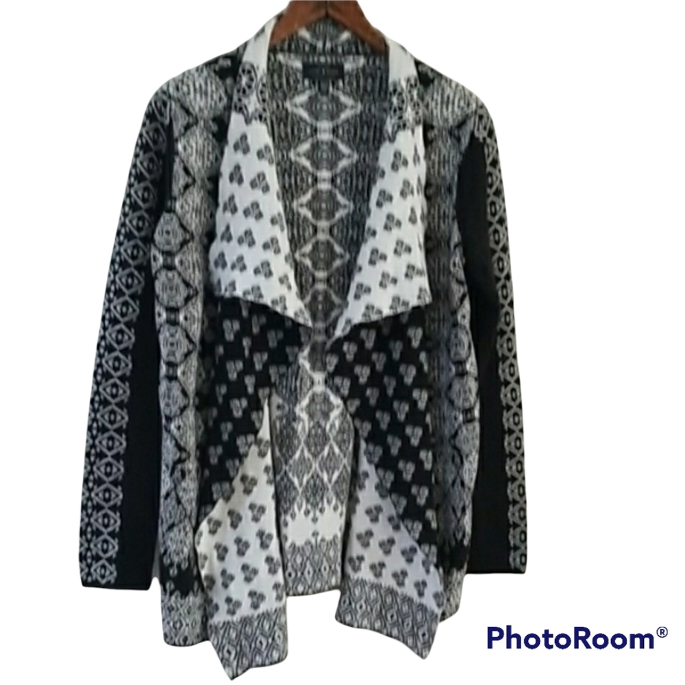 Lucky Brand Waterfall drape front Aztec Cardigan